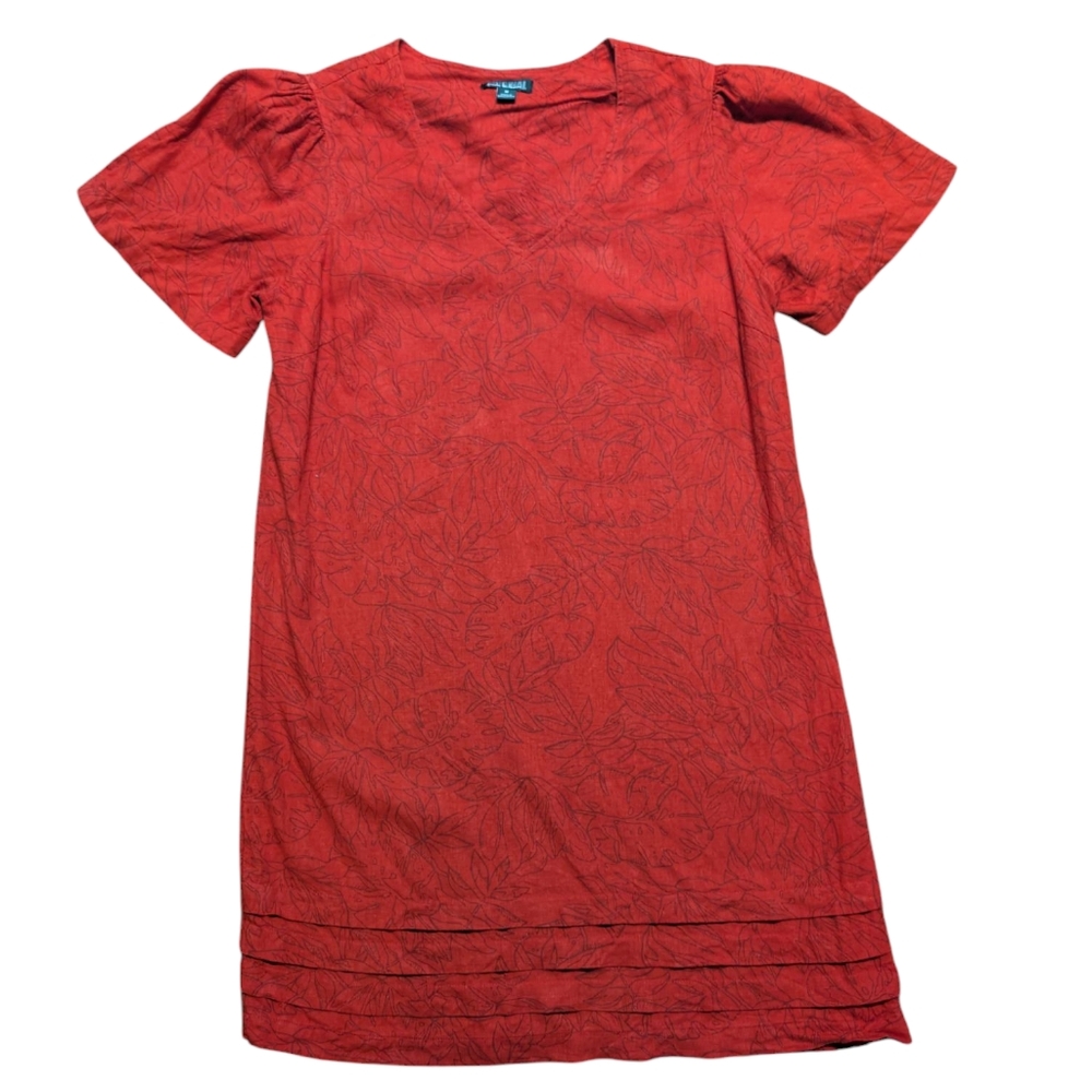 Nicole Miller Original Women's  Dress Tiered Hem, Short Sleeve Size Medium Red